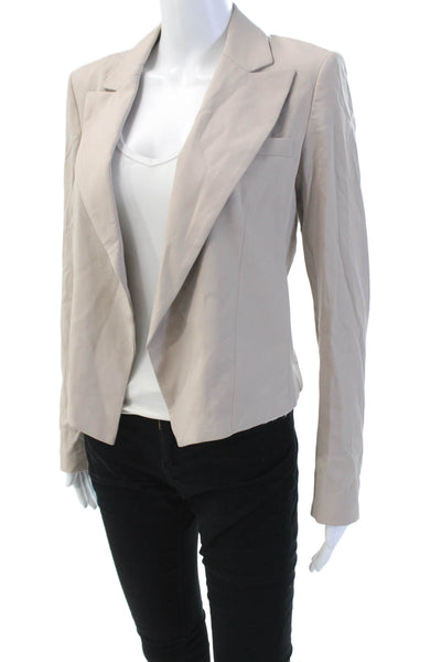 Theory Womens Textured Long Sleeve Lined Collared Blazer Nude Size 04