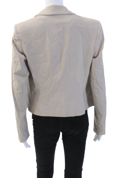 Theory Womens Textured Long Sleeve Lined Collared Blazer Nude Size 04