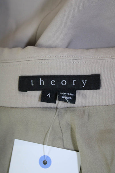 Theory Womens Textured Long Sleeve Lined Collared Blazer Nude Size 04