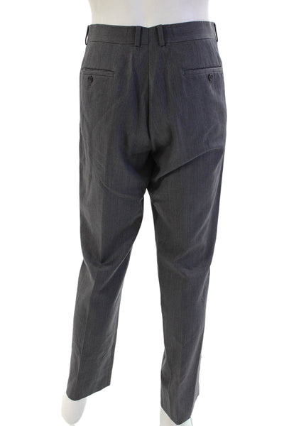 Egara Men's Long Sleves Collared Two Piece Slim Pants Suit Gray Size 48