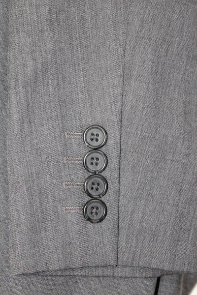 Egara Men's Long Sleves Collared Two Piece Slim Pants Suit Gray Size 48
