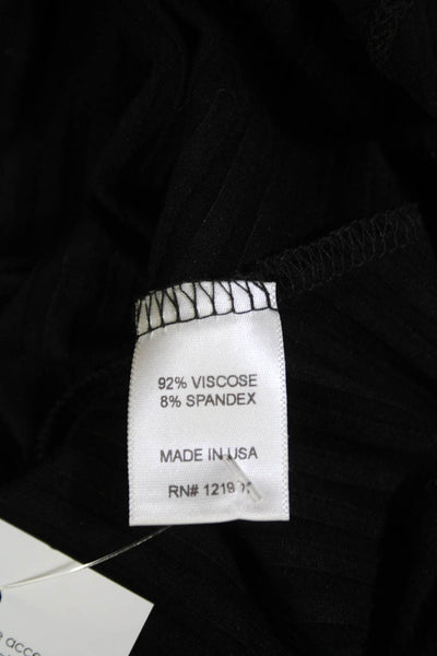 LNA Womens Striped Short Sleeves Ruched Body Con Dress Black Size Small