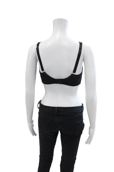 Fayreform Womens Lace Sheer Bow Accent Full Coverage Bra Black Size 32E