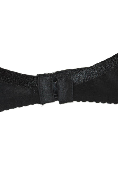 Fayreform Womens Lace Sheer Bow Accent Full Coverage Bra Black Size 32E