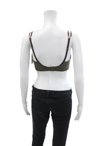 Fayreform Womens Sheer Embroidered Bow Accent Underwired Bra Brown Size 32E