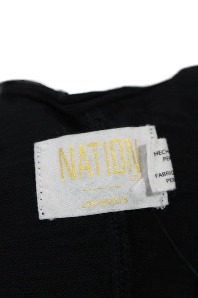 Nation LTD Women's Scoop Neck Sleeveless Pocket Shorts Romper Black Size M