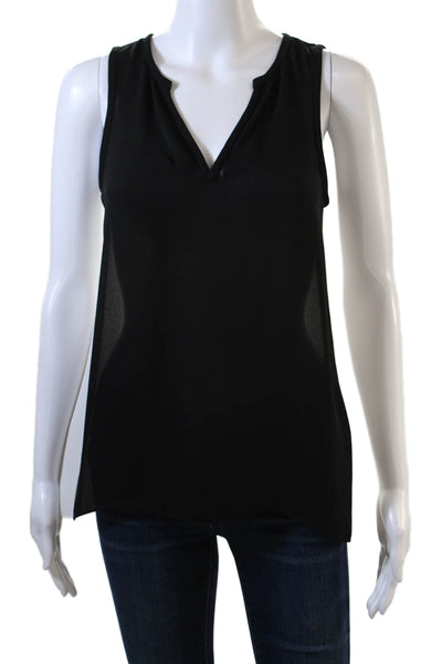Ramy Brook Womens Textured V-neck Sleeveless Tank Blouse Black Size XS