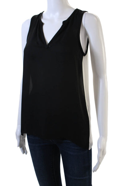 Ramy Brook Womens Textured V-neck Sleeveless Tank Blouse Black Size XS