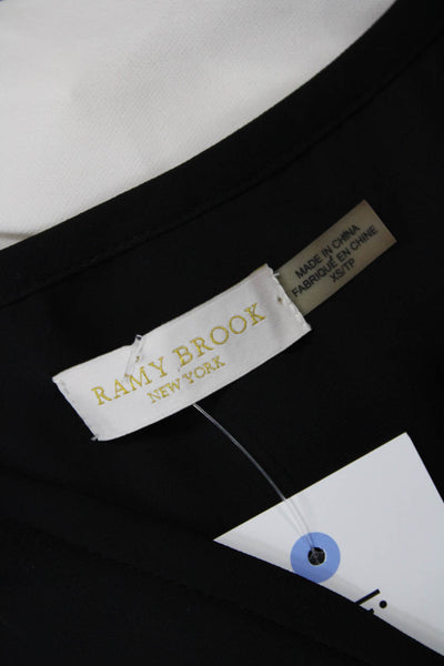 Ramy Brook Womens Textured V-neck Sleeveless Tank Blouse Black Size XS