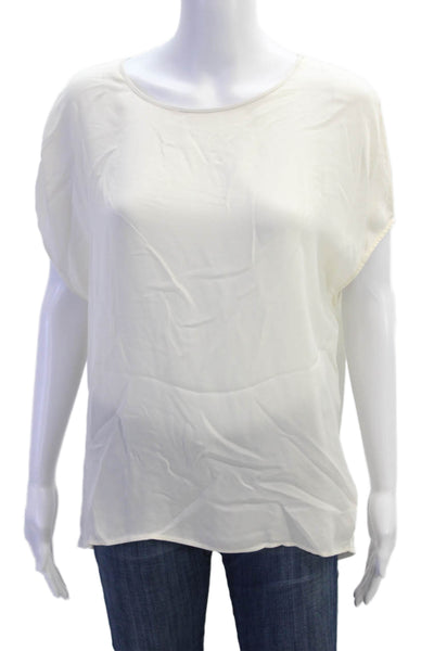 Vince Womens Linen Sleeveless Round Neck Knit Back Blouse Top Beige Size M