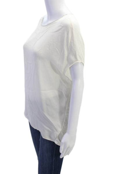 Vince Womens Linen Sleeveless Round Neck Knit Back Blouse Top Beige Size M