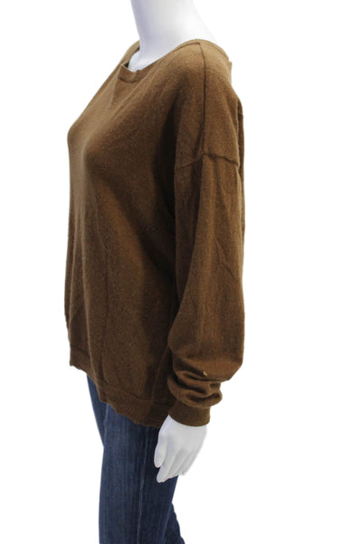Sandro Womens Split Back Hem Pullover Round Neck Sweater Brown Size M