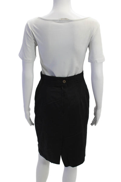 Laurel Womens High Waisted Straight Midi Pencil Zip Fly Skirt Black Size 36