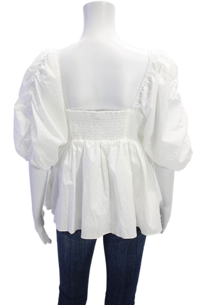 English Factory Womens Sleeve Cinched  Pintuck Top - White Size L