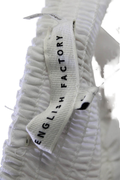 English Factory Womens Sleeve Cinched  Pintuck Top - White Size L