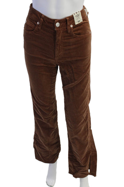 AMO Womens Liz Velvet Split Flare Jeans - Rust Size 23