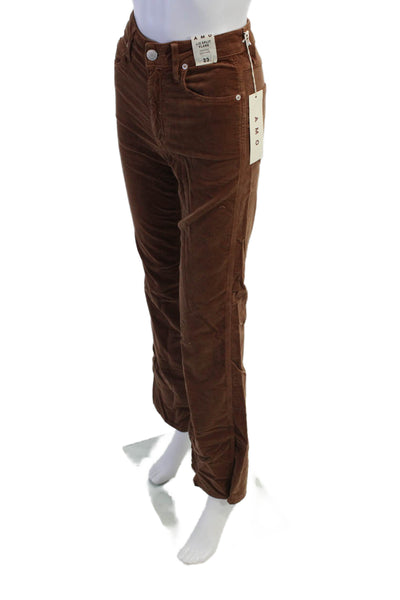 AMO Womens Liz Velvet Split Flare Jeans - Rust Size 23