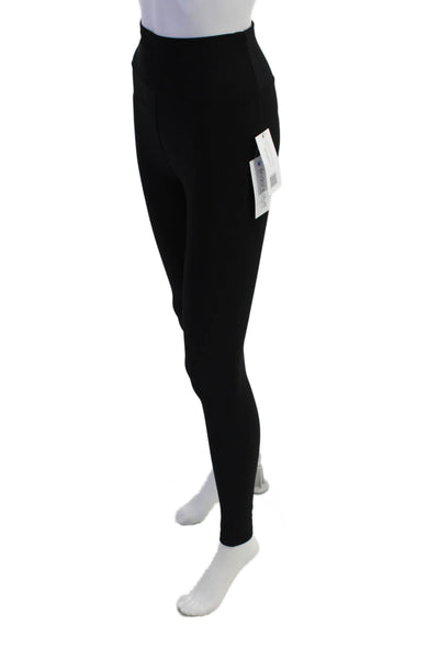 Plush Womens High Waist Matte Fleece Leggings - Black Size S