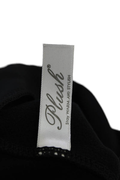 Plush Womens High Waist Matte Fleece Leggings - Black Size S