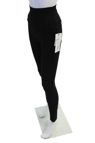 Plush Womens High-Waist Slim Pants with Zippers - Black Size S