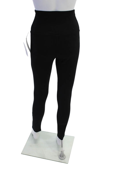 Plush Womens High-Waist Slim Pants with Zippers - Black Size S