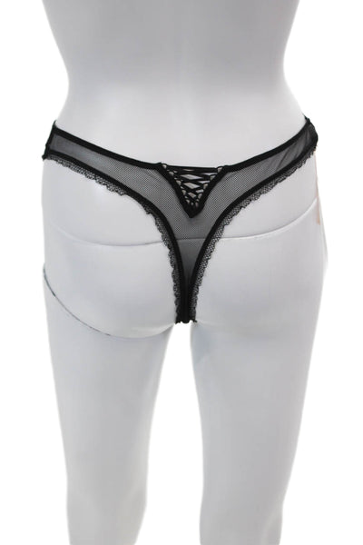 Eprise de Lise Charmel Womens Sheer Lace Up Thong Underwear Black Size 10