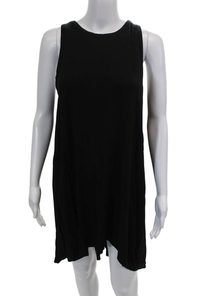 Per Se Womens Stretch Pleated Round Neck Mini Tank Dress Black Size S
