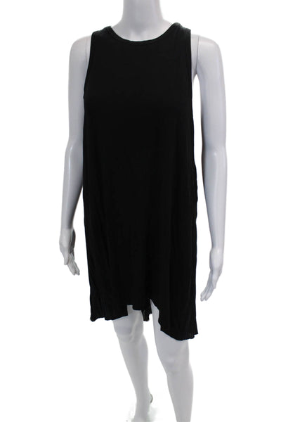 Per Se Womens Stretch Pleated Round Neck Mini Tank Dress Black Size S