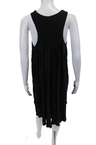 Per Se Womens Stretch Pleated Round Neck Mini Tank Dress Black Size S