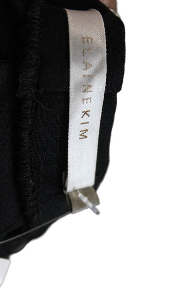 Elaine Kim Womens Stretch Mid-Rise Zipper Hem Ankle Leggings Black Size L
