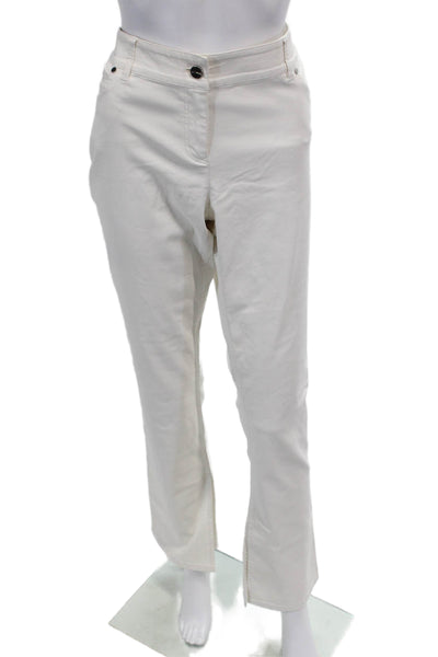 Per Se Womens Cotton 5 Pocket Button Close Mid-Rise Bootcut Jeans White Size 10