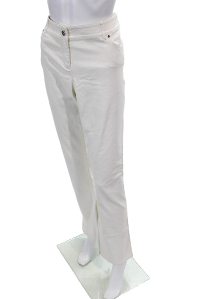 Per Se Womens Cotton 5 Pocket Button Close Mid-Rise Bootcut Jeans White Size 10