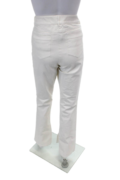 Per Se Womens Cotton 5 Pocket Button Close Mid-Rise Bootcut Jeans White Size 10