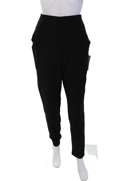 Plush Womens Fleece Lined Maternity Leggings - Black Size XXL