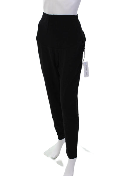 Plush Womens Fleece Lined Maternity Leggings - Black Size XXL