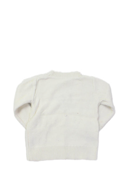 Crewcuts Girls Cotton Crew Neck Long Sleeve Cable Knit Sweater White Size 4-5