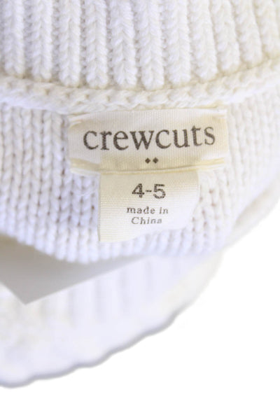 Crewcuts Girls Cotton Crew Neck Long Sleeve Cable Knit Sweater White Size 4-5