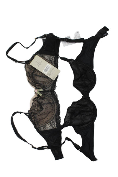 Fayreform Womens Sheer Cup Bra & Lace Underwire Bra Set Black Size 32DD