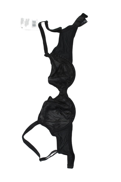 Fayreform Womens Sheer Cup Bra & Lace Underwire Bra Set Black Size 32DD
