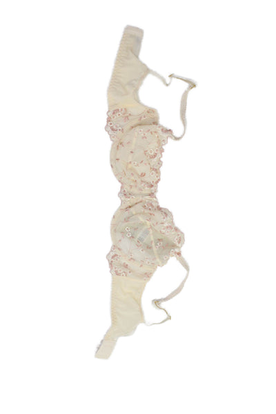Fayreform Womens Sheer Cup Bra & Contrast Trim Underwire Bra Set Beige Size 40C