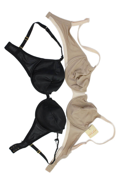 Gossard Womens Molded Cup Satin Bra & Balconette Bra Set Black Size 32DD/40B