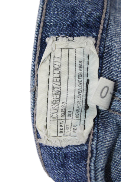 Current/Elliott Womens Zipper Fly High Rise Fringe Slim Jeans Blue Denim Size 28