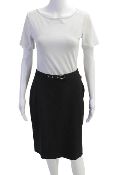 Vertigo Womens Zipper Fly Knee Length Pencil Skirt Black Size 6