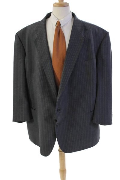 Alexandre London Men's Long Sleeves Lined Pinstriped Jacket Gray Size 40