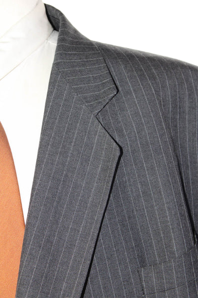 Alexandre London Men's Long Sleeves Lined Pinstriped Jacket Gray Size 40