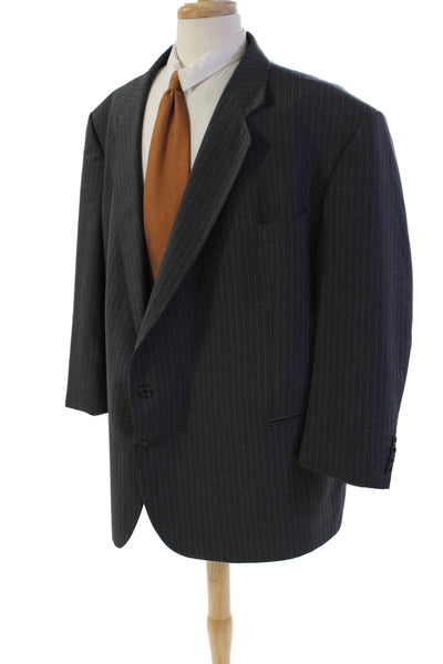 Alexandre London Men's Long Sleeves Lined Pinstriped Jacket Gray Size 40