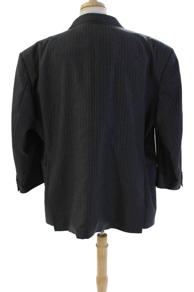 Alexandre London Men's Long Sleeves Lined Pinstriped Jacket Gray Size 40