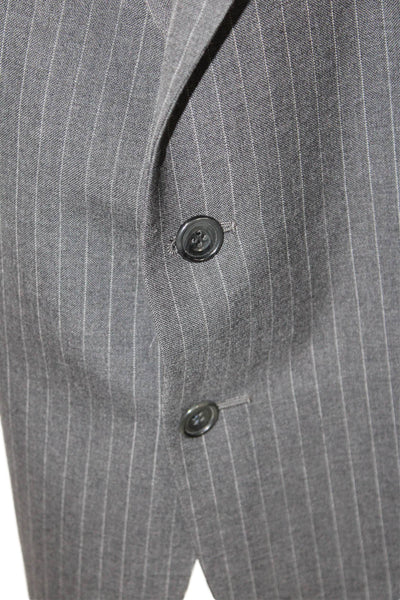 Alexandre London Men's Long Sleeves Lined Pinstriped Jacket Gray Size 40