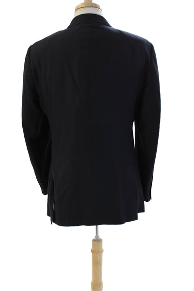 Hart Schaffner Marx Men's Collared Long Sleeves Lined Basic Jacket Blue Size 40