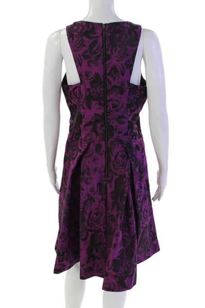 Betsey Johnson Womens Floral Print Sleeveless A-Line Dress Purple Size 10
